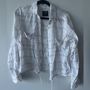 Abercrombie and Fitch white button up with cinch waist tie, size medium